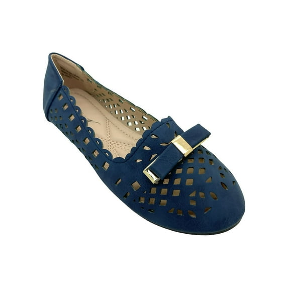 Victoria K Women's Snake Skin Texture Gold Chain Buckle Ballerina Flats