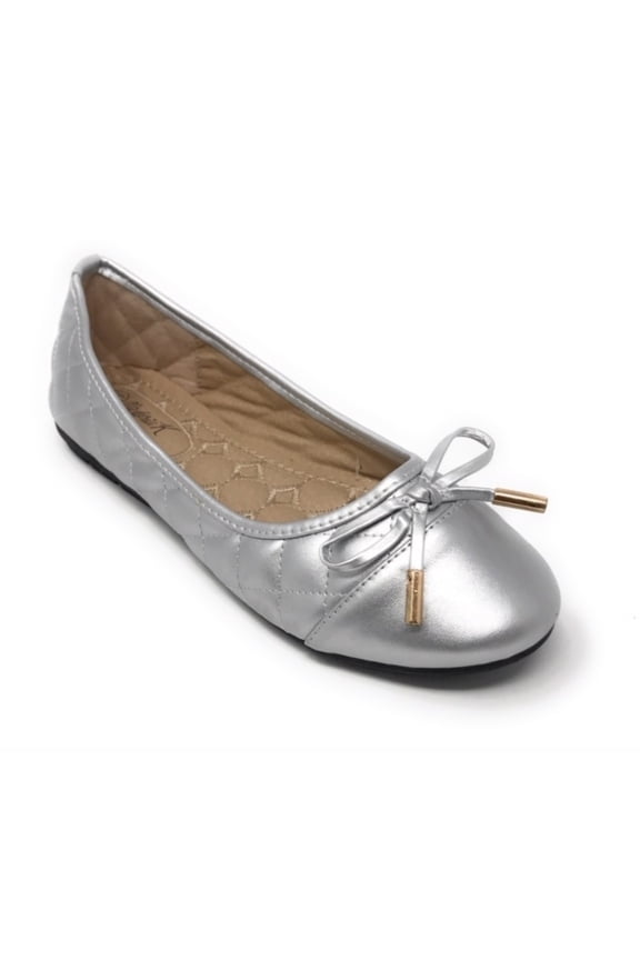Women's Soft Quilted Textured With Bow Tie Ballerina Flats