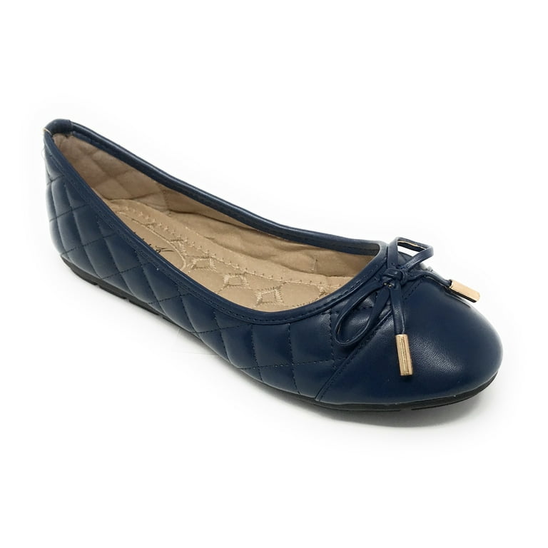 Butterfly Twists Navy Leather Ballet Flats Victoria K Women's Soft