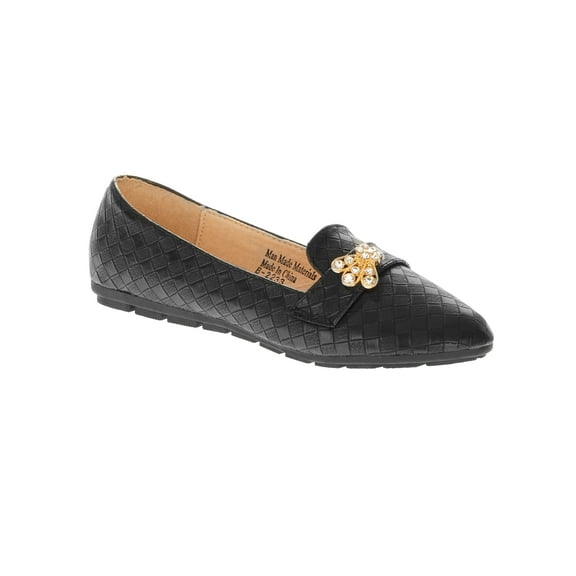 Victoria K Women's Squared Textured Rhinestone Embellishments Ballerina Flats