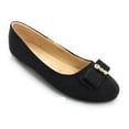 thumbnail image 1 of Victoria K Women's Suede Textured Rhinestone Double Bow Ballerina Flats, 1 of 1