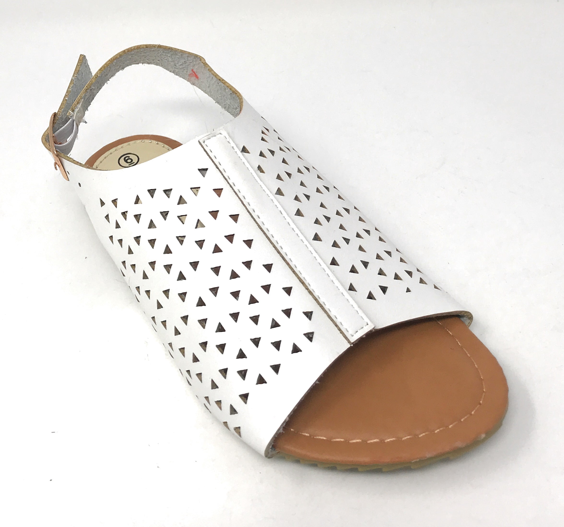 Victoria K Women's Triangle Pattern Laser Cutout Sandals