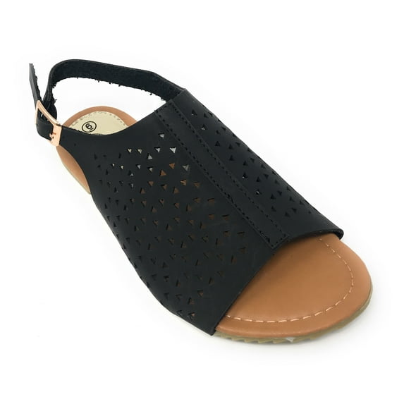 Victoria K Women's Triangle Pattern Laser Cutout Sandals