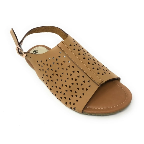 Victoria K Women's Triangle Pattern Laser Cutout Sandals