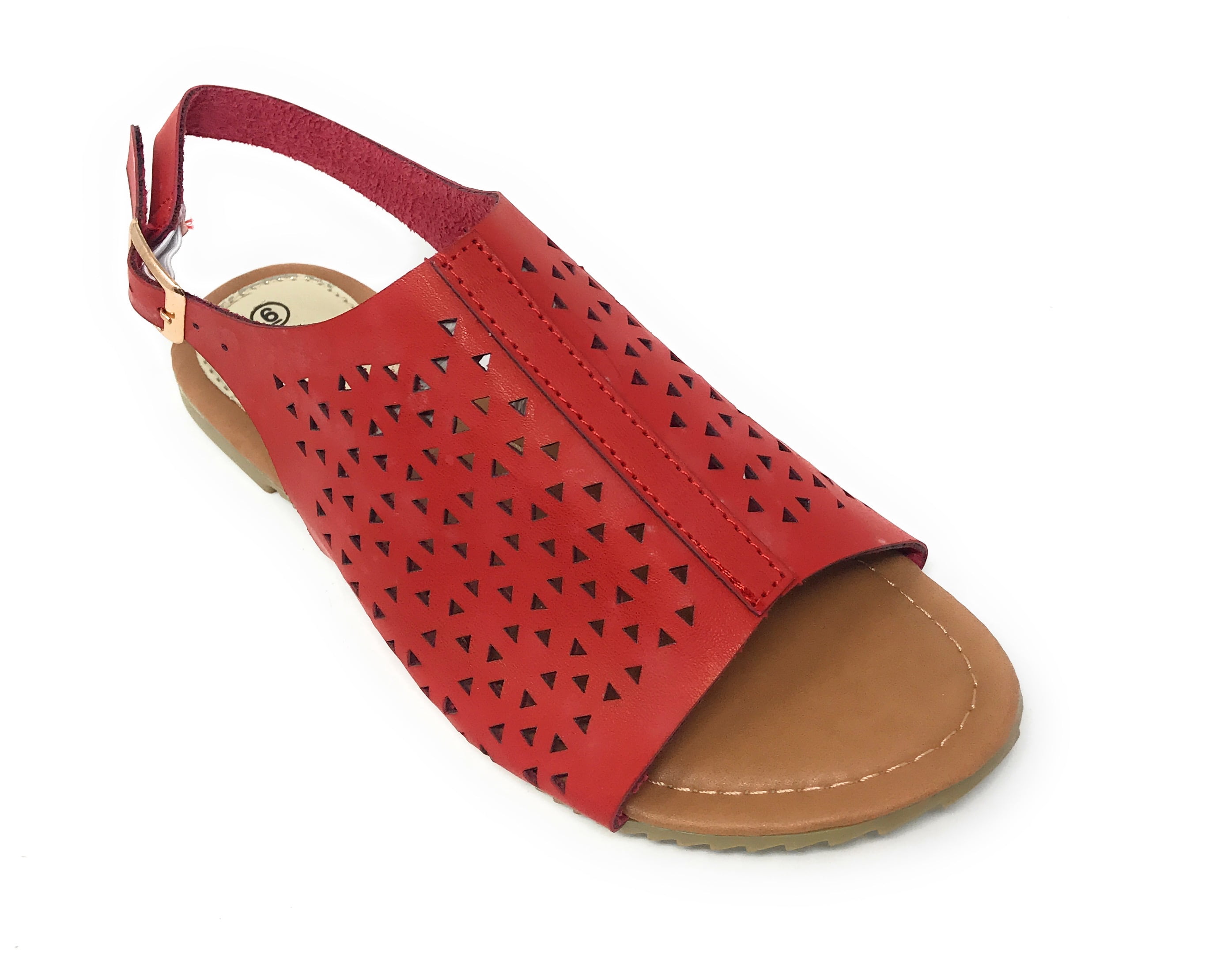 Victoria K Women's Triangle Pattern Laser Cutout Sandals