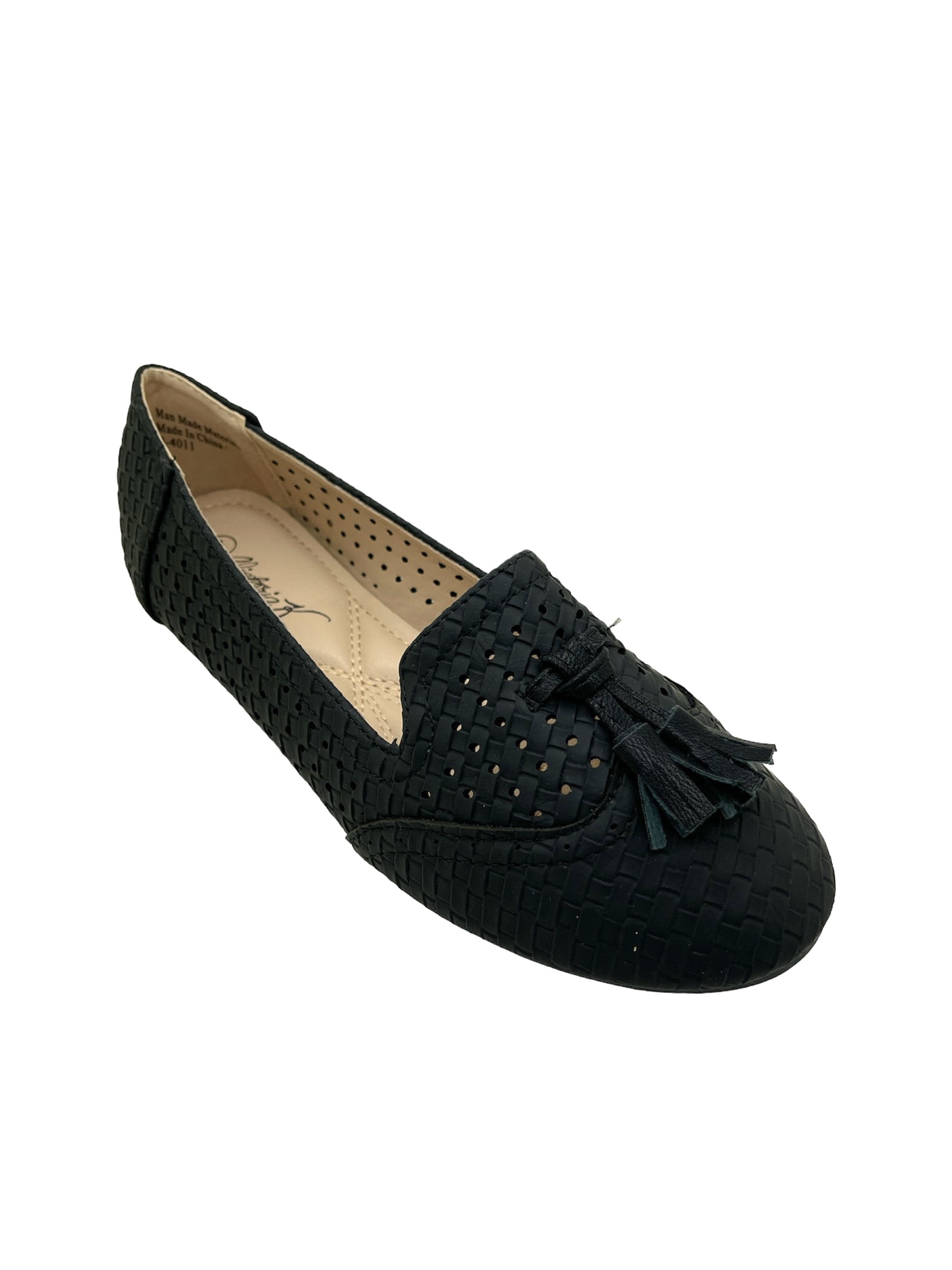 Victoria K Women's Weaved Texture Zipper Design Strap Buckle Ballerina Flats