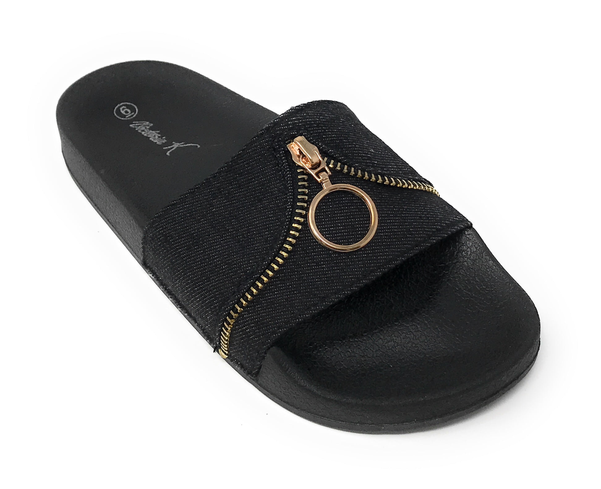 Victoria K Women's Zipper Slider Sandals