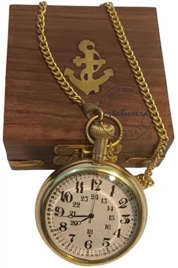 Victoria London Brass 2" Pocket Watch Personalized Wedding Gift for Husband, Son, Anniversary, Birthday - Timeless Elegance