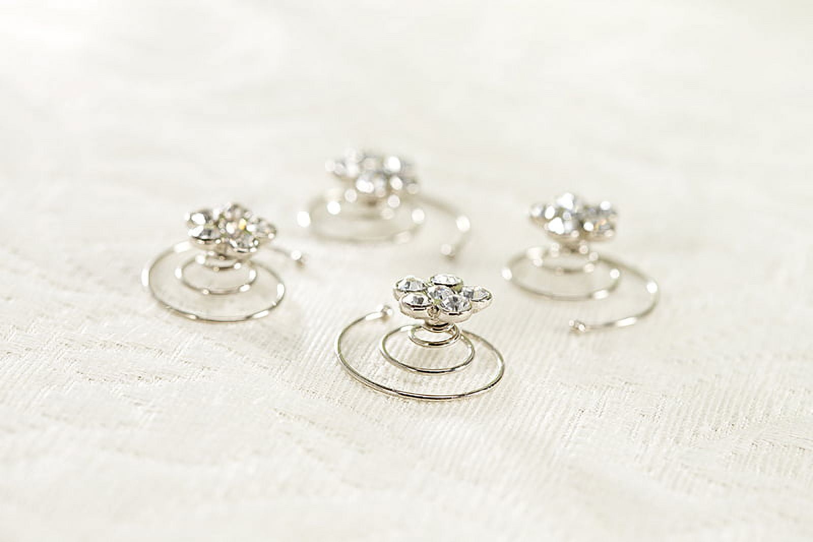 Victoria Lynn Floral Hair Twist Accents - Rhinestones - 4 pieces