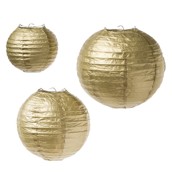 Victoria Lynn Gold Paper Lantern - 6/8/10 inches - 3 Pieces