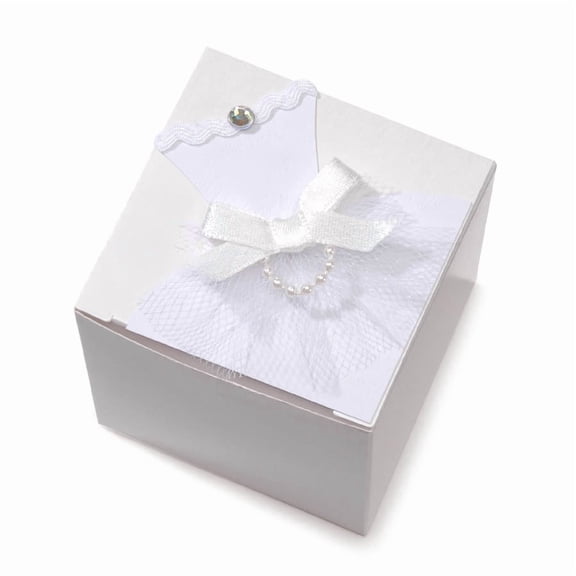 Victoria Lynn Wedding Dress Favor Boxes: White, 2.5 x 2.5 x 2.5 inches, 12 pack