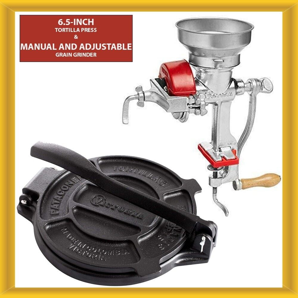 Victoria Manual Low Hopper Grain Grinder and 6.5 Inch Cast Iron