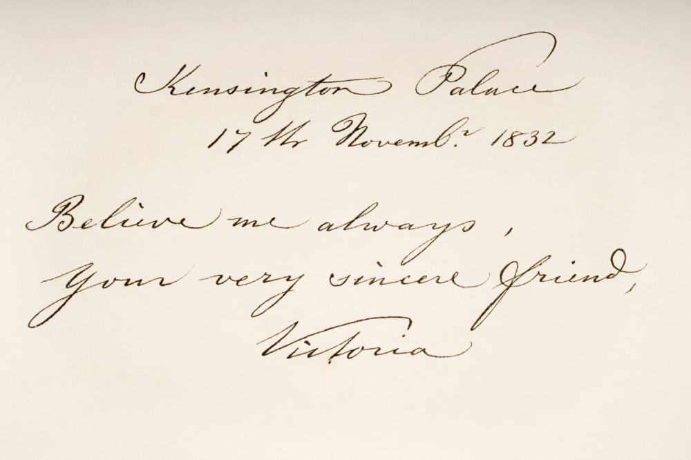 Victoria Maria Louisa Duchess Of Kent And Strathearn 1786 To 1861 Mother Of Queen Victoria Hand Writing Sample Canvas Art - Ken Welsh Design Pics (36 x 24)