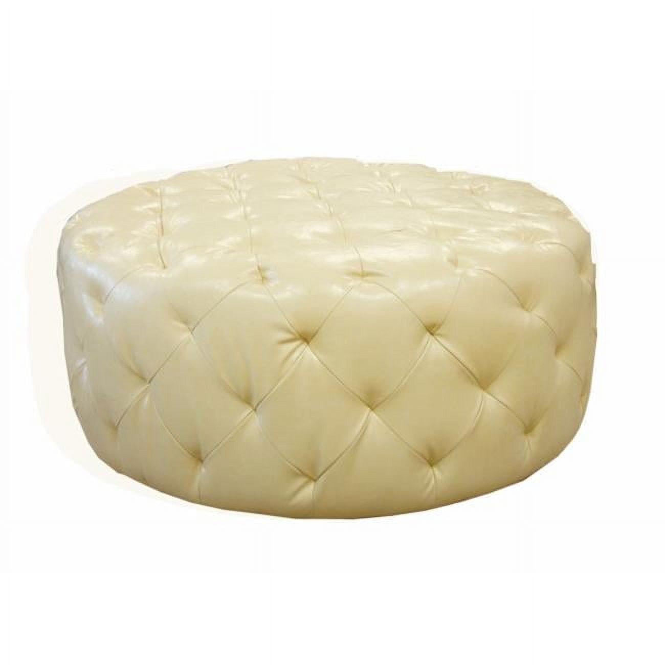 Victoria Ottoman, Ivory, Bonded Leather