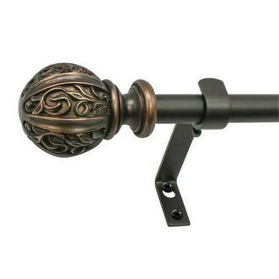 Decopolitan 5/8" Facet Ball Curtain Rod Set, 86 to 128 Inches, Vintage Bronze