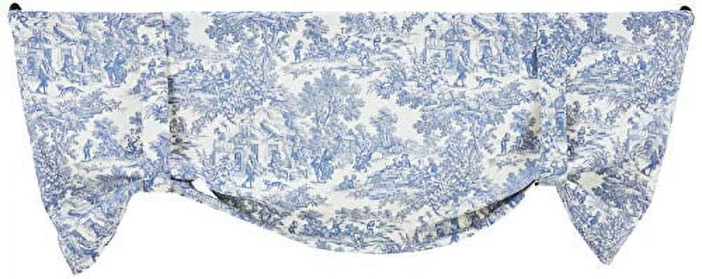 Victoria Park Blue Cotton Toile Tie-Up Valance