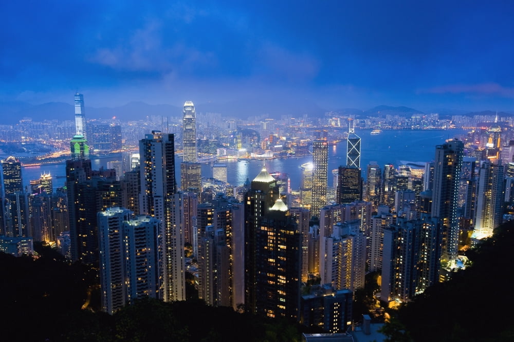 Victoria Peak Hong Kong Island China Asia Canvas Art - Naki Kouyioumtzis Design Pics (19 x 12)