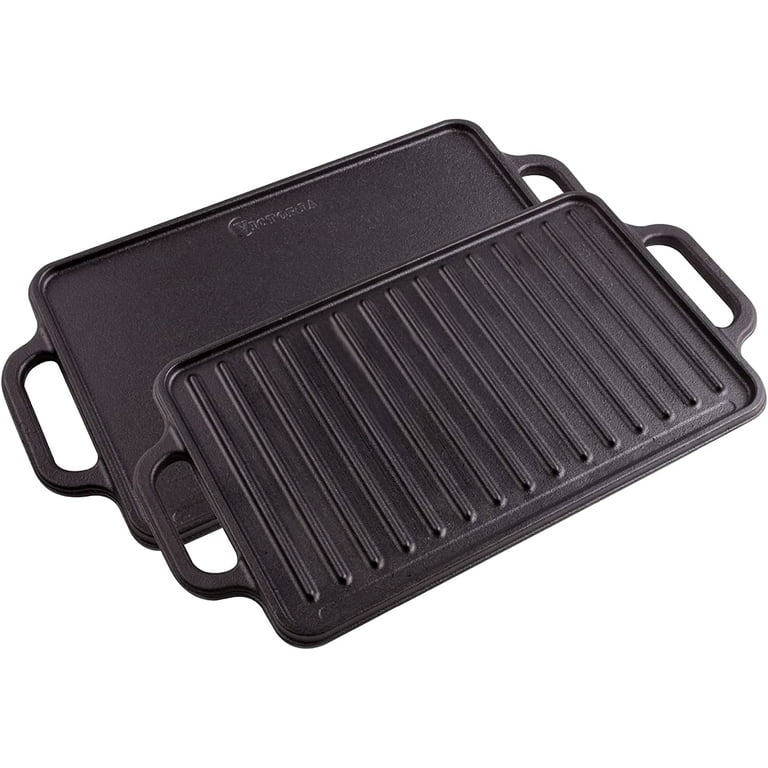 Brightalk Cast Iron Reversible Grill/Griddle,12-Inch Double Handled
