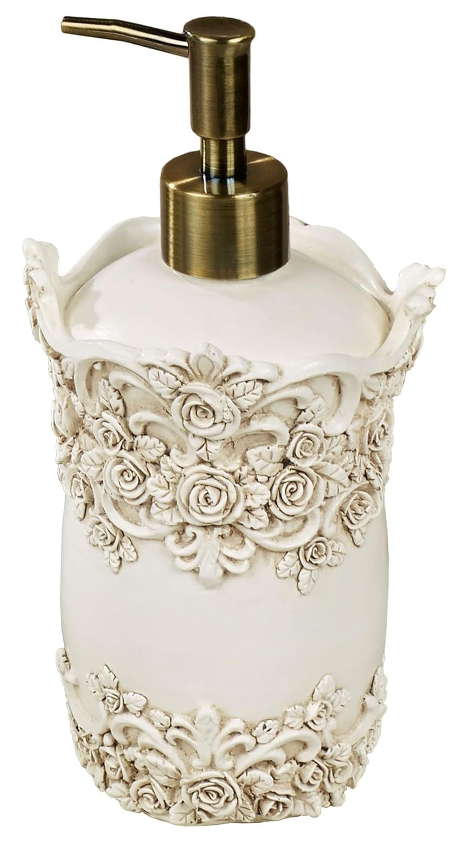 Victoria Rose Antique Ivory Soap Dispenser for Bathroom or Vanity Area