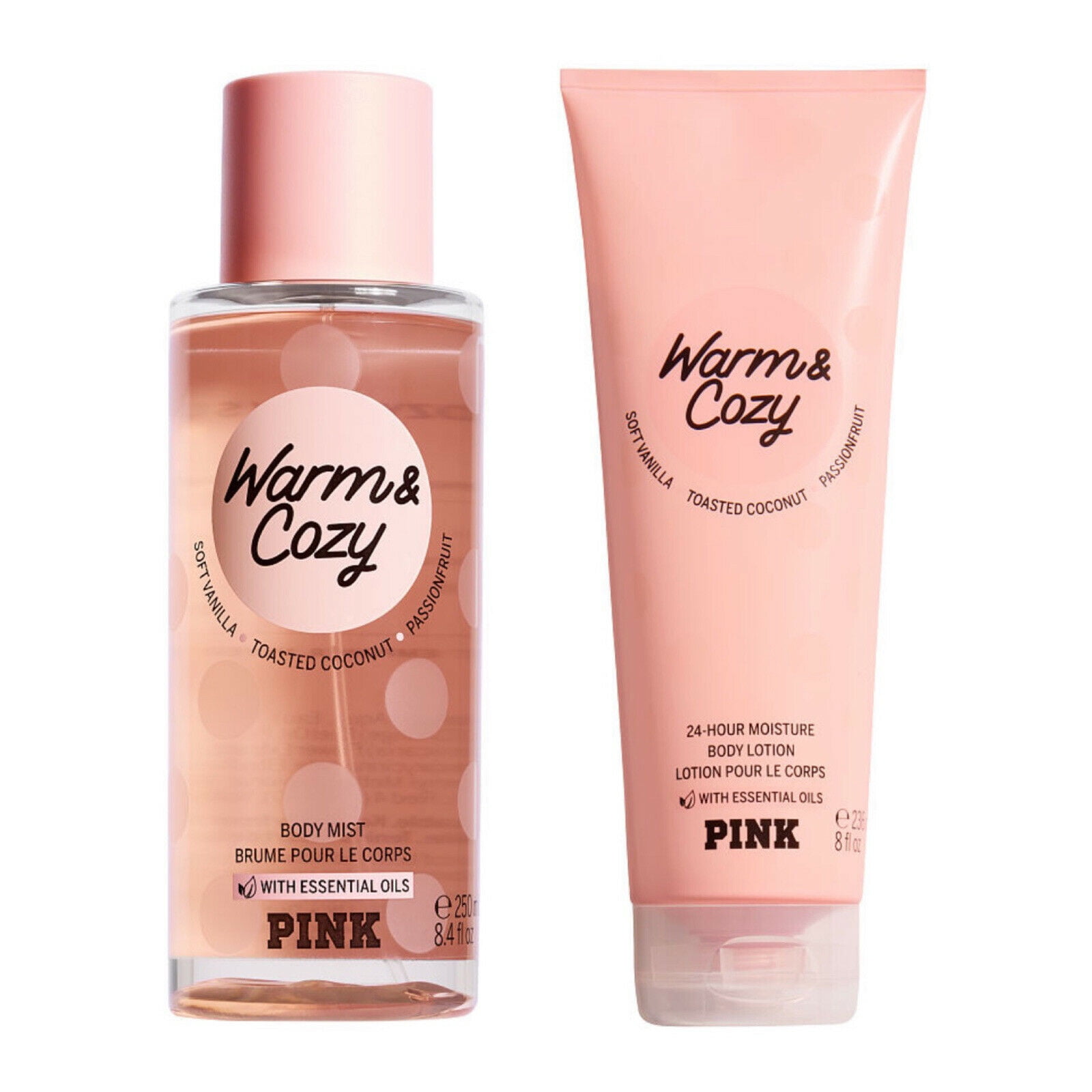 Victoria Secret Pink Warm and Cozy Scented Mist and Lotion Set 2pc - 8.4 fl oz & 8 fl oz