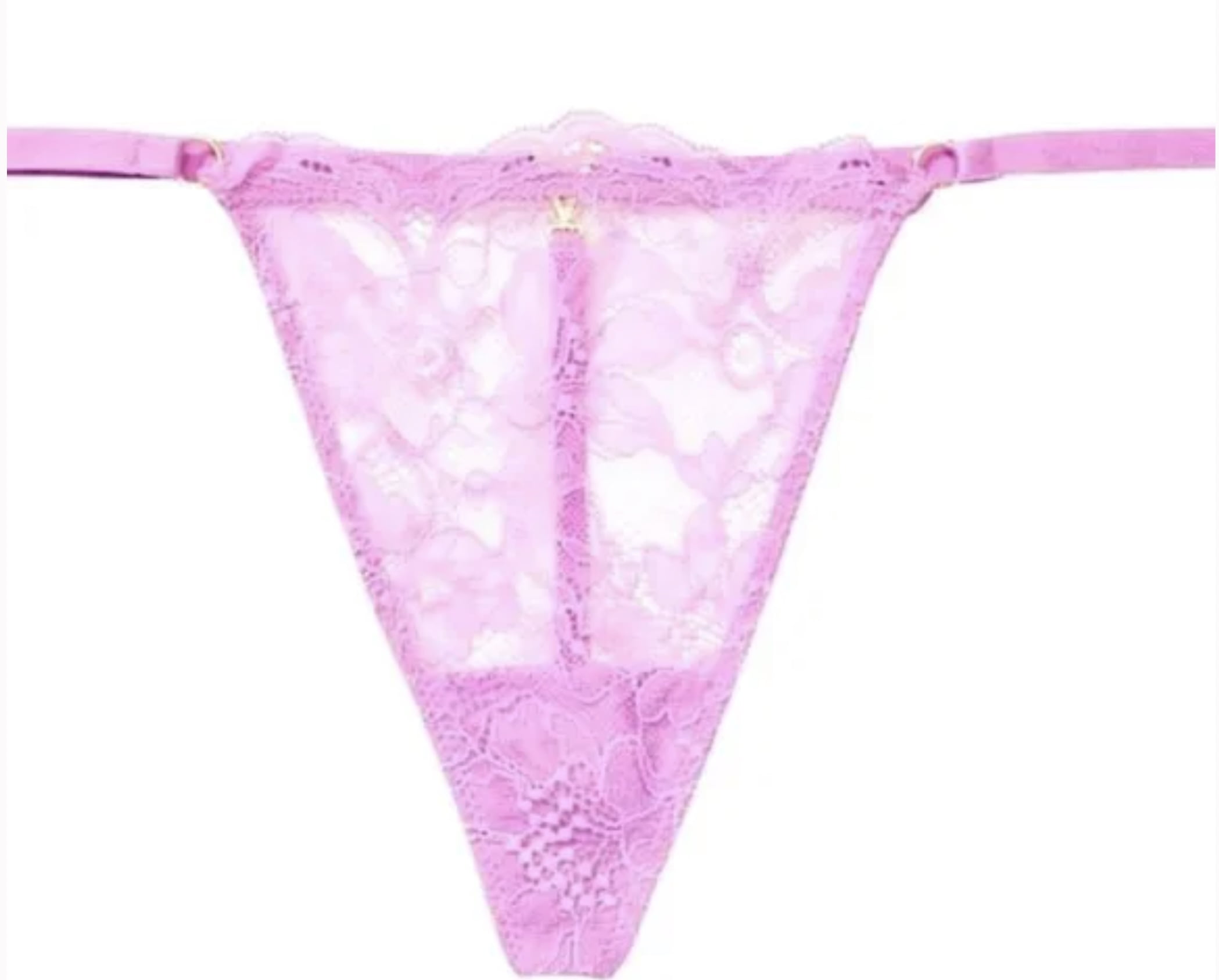 Victoria Secret Thong Lace Purple Panty Underwear V-String, Small 