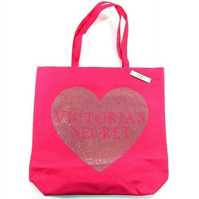 Victoria's Secret Pink Sequin Heart Canvas Tote Bag
