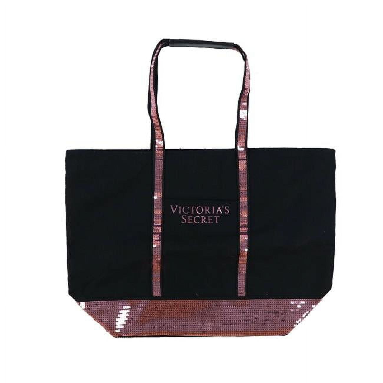 VICTORIA SECRET Tote Bag - Black And Pink Sequins VS Logo FREE SHIPPING