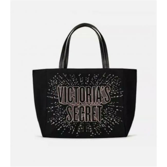 Victoria Secret VS24333479 Women Canvas Logo Tote Bag, Black 
