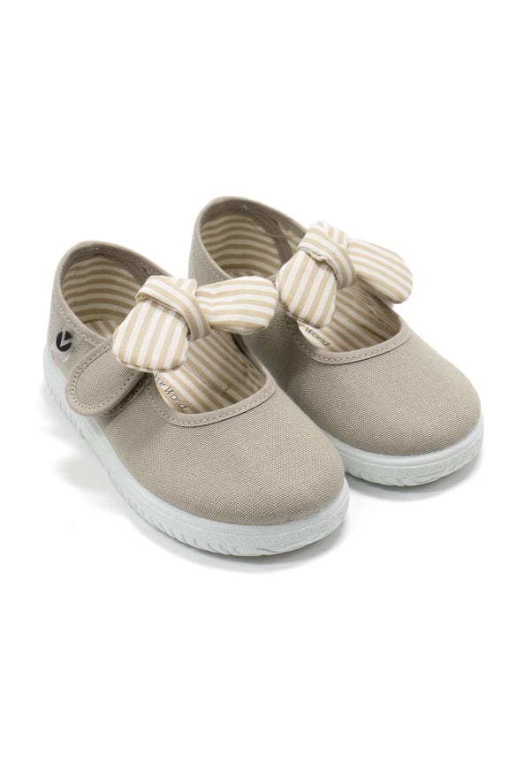 Toddlers Slip On Canvas Bow Shoes, Beige,2.5 M US