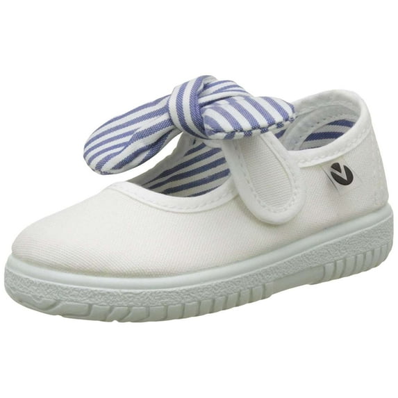 Victoria Toddlers Slip On Canvas Bow Shoes, White \ Blue,7 M US