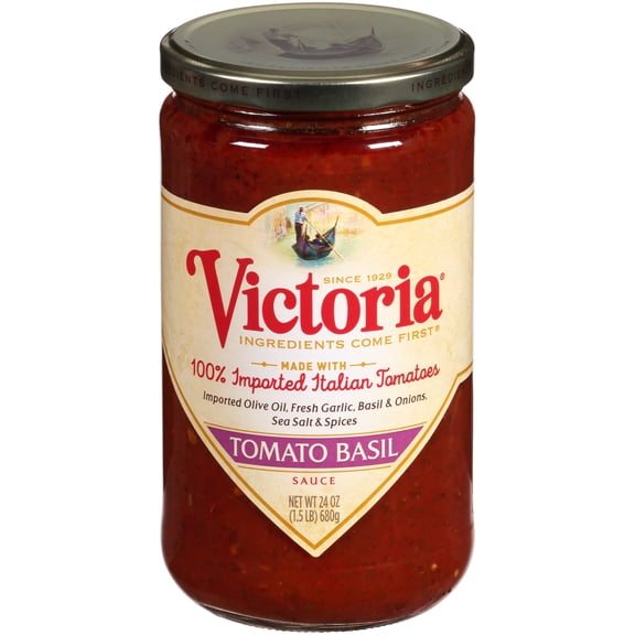 Victoria Tomato Basil Spaghetti Pasta Sauce, Kosher, Non-GMO Verified, 24 oz