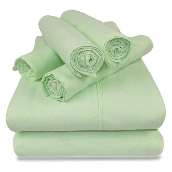 Victoria Valenti Embossed Sheet Set with 4 Pillow Cases, Double Brushed and Ultra Soft with Deep Pockets for Extra Deep Mattress, Microfiber, King Mint