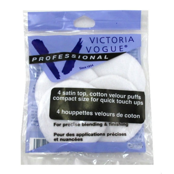 Victoria Vogue #449 Satin Top Cotton Velour Puffs 4 Count (Pack of 3)