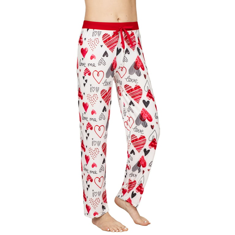 Victoria Womens Lounge Pajama Pants, Heart print I Love You, Love Me, Size:  XL, Victoria Collection