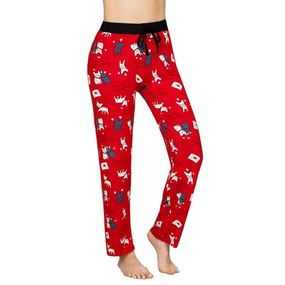 Victoria Womens Pajama Lounge Pant Frenchie Kisses Heart Print, Kisses, Size: L, Victoria Collection