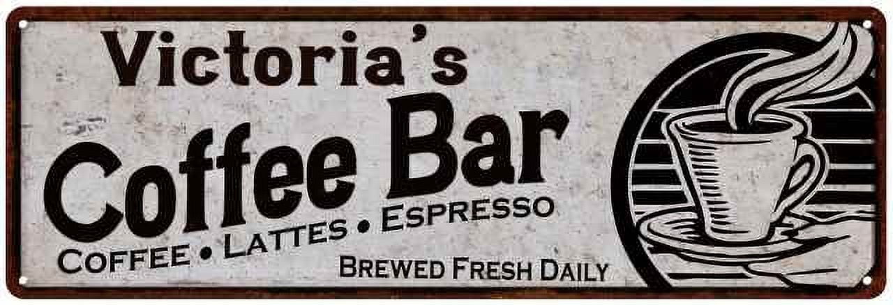 Victoria's Coffee Bar Sign Kitchen Decor 8x24 108240007117 - Walmart.com