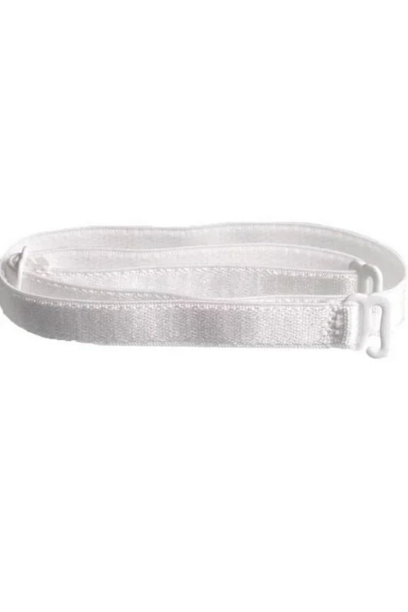 Adjustable Replacement Bra Straps Set: White with White Hooks