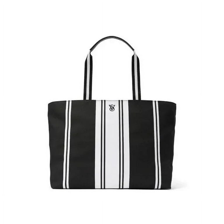 Victoria's secret black and white striped bag hotsell