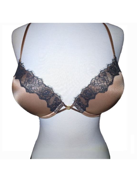Bombshell Add 2 Cup Bra with Multi-Way Straps - 32D in Caramel with Black Lace Trim