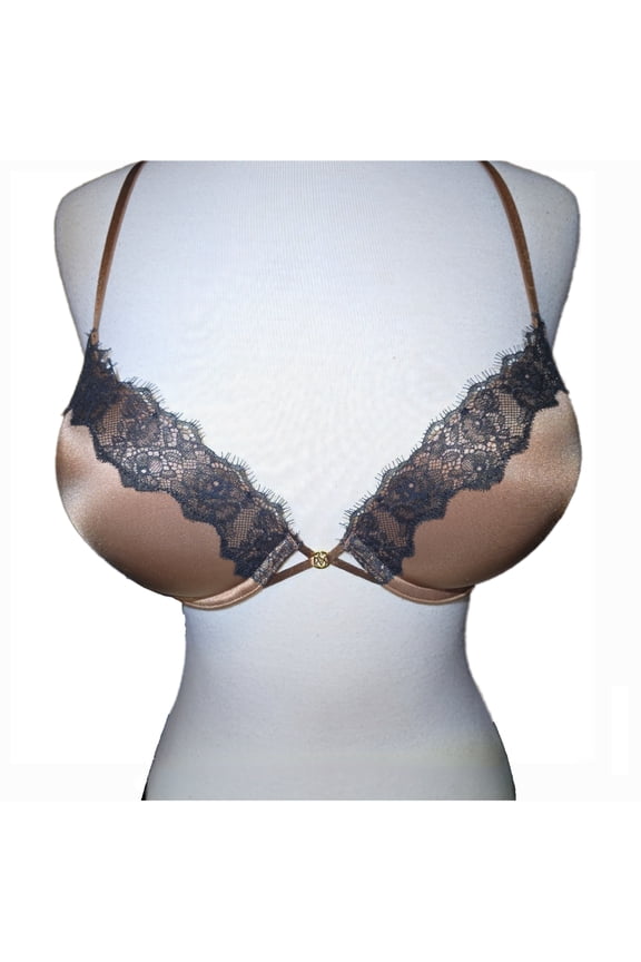 Bombshell Add 2 Cup Bra with Multi-Way Straps - 32D in Caramel with Black Lace Trim
