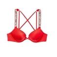 thumbnail image 1 of Victoria's Secret Bombshell Add 2 Cups Size Shine Strap Bikini Swim Top Rhinestone Logo Lipstick Red Size 34A NWT, 1 of 4