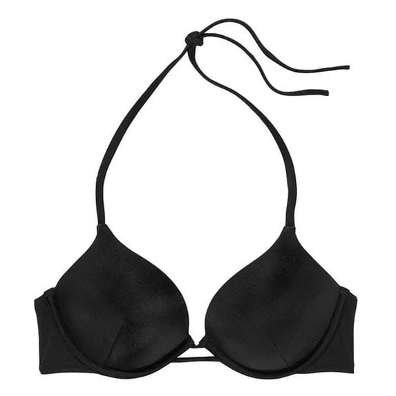 Victoria's Secret Bombshell Add 2 cups Halter Bikini Swim Top Black Size 36D NWT