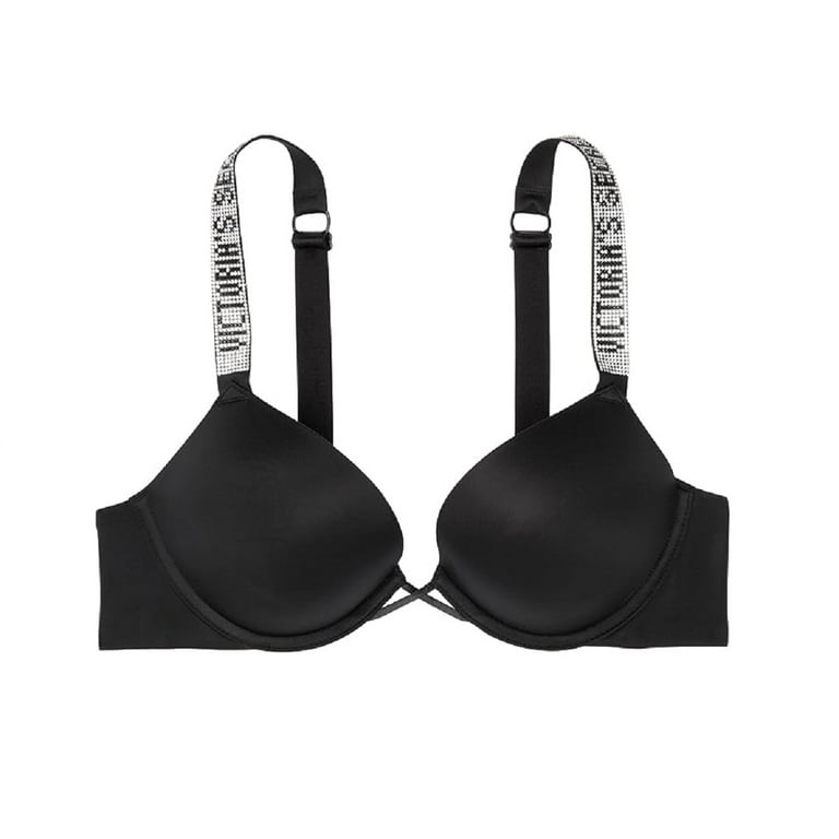 Victoria's Secret Bombshell Add-2-cups Shine Strap Push Up Bra Black Cup  Size 36AA NWT 