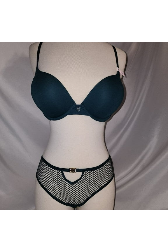 Bombshell & Cheeky Matching Bra & Panty Set - 32D & Small in Black Ivey