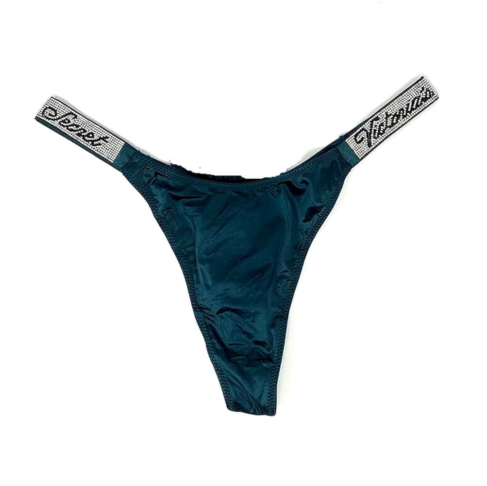 Victoria's Secret Bombshell Shine Strap Very Sexy Thong Panty Dark Green  Size Large NWT 