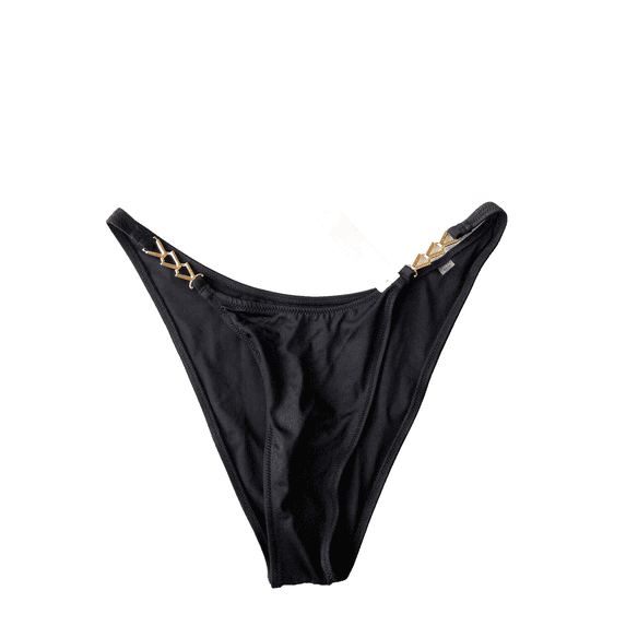 Victoria's Secret Chain Strap Brazilian Bikini Swim Bottom Black Size Medium NWT