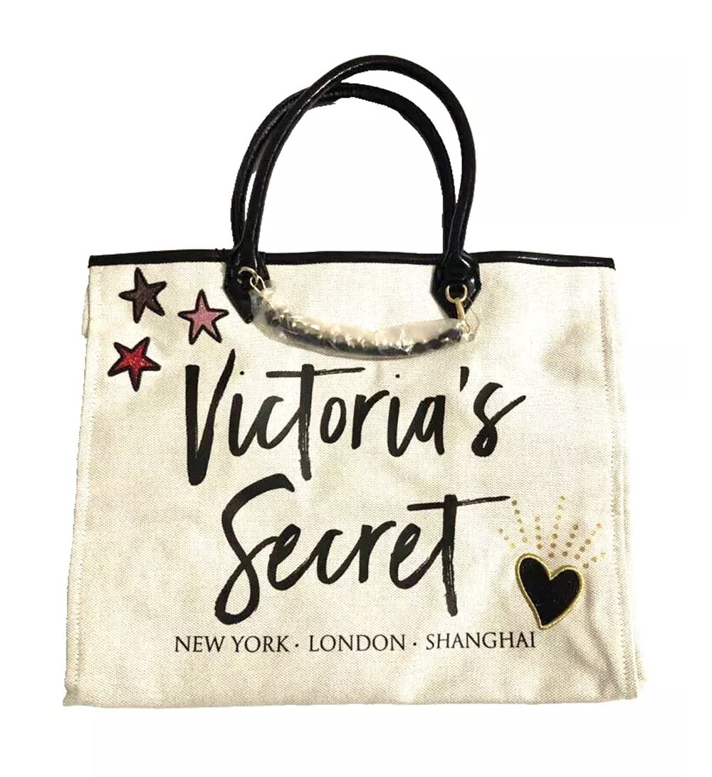 Victoria's Secret City Tote Chain Canvas Tote Bag Color Beige NWT