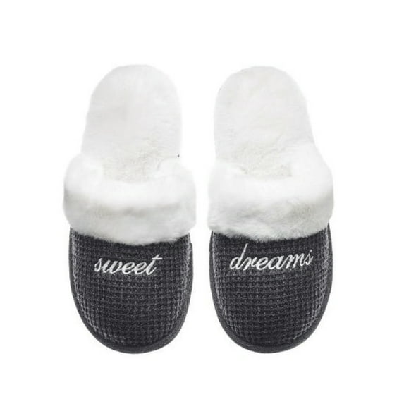 Victoria's Secret Cozy Waffle Knit Faux Fur Slipper