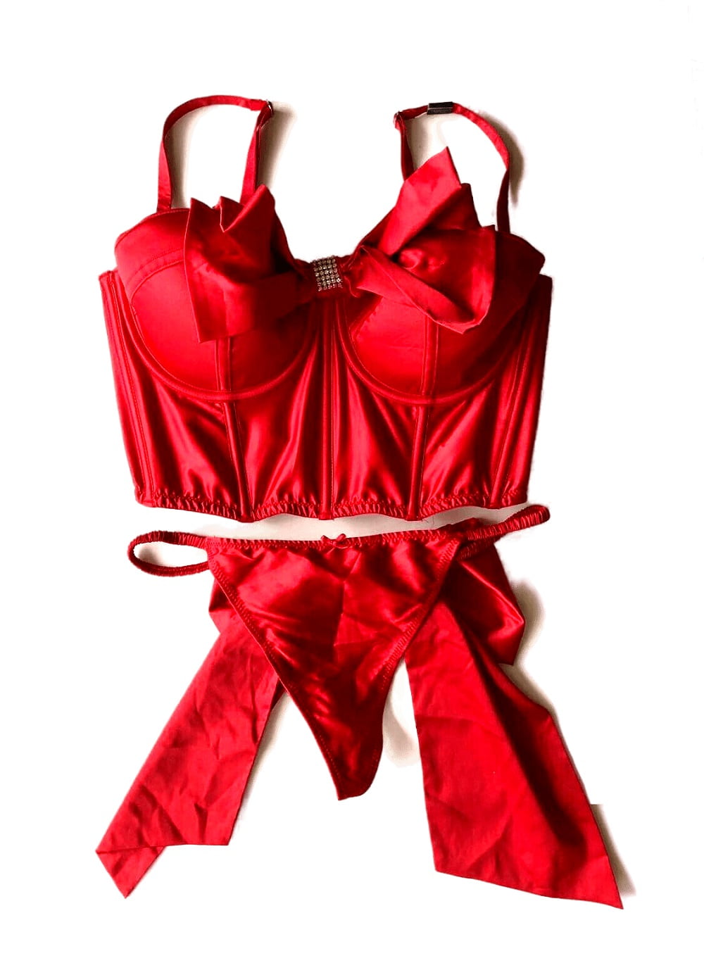 Victoria’s Secret NWT 34C Sexy Red Cupped Bow Bra Top Corset Style