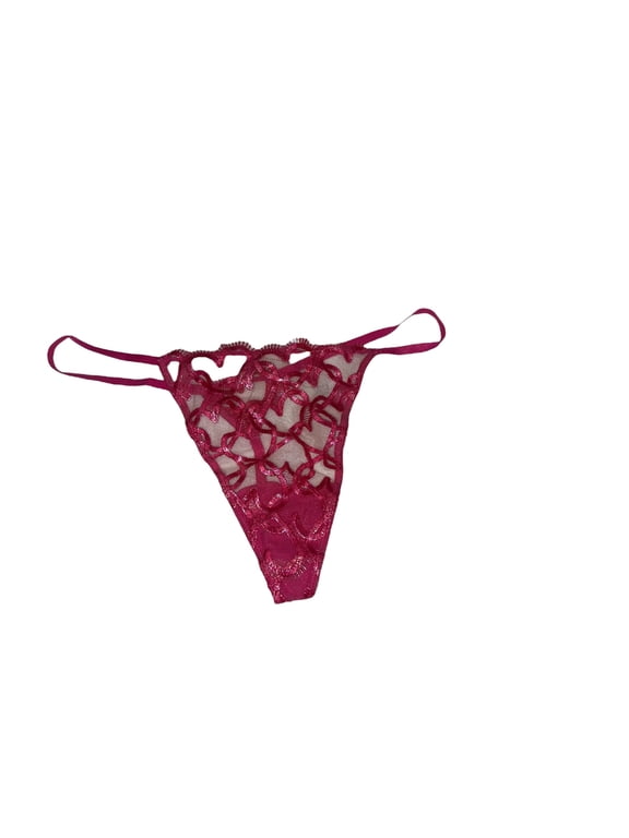 Dream Angels Shimmer Heart Embroidery V-String Panty Color Pink New (US, Alpha, Small, Regular, Regular, Forever Pink)